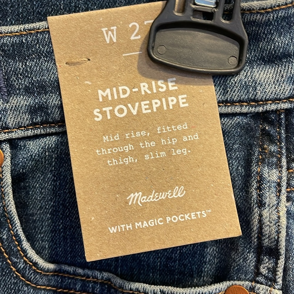 “Madewell Dark Wash Stovepipe Slim Jeans | Women’s 27 | NWT Midrise inseam 31" - Picture 5 of 17